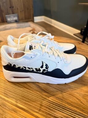 Nike Air Max SC White & Black Sneakers with Leopard Swoosh